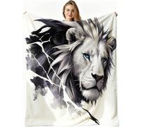 Nuphtun Throw Blankets 40x50 Inch Grey Lion, Plush 3D Printed Flannel Blanket Throw for Couches, Single Bed Layer, Machine Washable, Vibrant Patterns for Stylish, AW2943