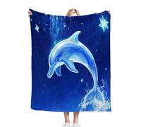 Nuphtun Throw Blankets Single Size Blue Dolphin, Microfibre Flannel Blanket 50x60 Inches | Ideal Single Bed Blankets, All-Season Warmth, Skin-Friendly for Restful Sleep, AQ2272