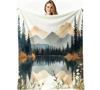 Nuphtun Throw Blankets Single Size Blue Landscape, Microfibre Flannel Blanket 50x60 Inches | Ideal Single Bed Blankets, All-Season Warmth, Skin-Friendly for Restful Sleep, AW6670