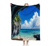 Nuphtun Throw Blankets Single Size Blue Ocean, Microfibre Flannel Blanket 50x60 Inches | Ideal Single Bed Blankets, All-Season Warmth, Skin-Friendly for Restful Sleep, AQ340
