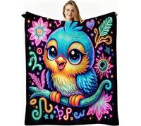 Nuphtun Throw Blankets Single Size Blue Owl, Microfibre Flannel Blanket 50x60 Inches | Ideal Single Bed Blankets, All-Season Warmth, Skin-Friendly for Restful Sleep, AW1504
