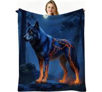 Nuphtun Throw Blankets Single Size Blue Teenage Wolf, Microfibre Flannel Blanket 50x60 Inches | Ideal Single Bed Blankets, All-Season Warmth, Skin-Friendly for Restful Sleep, AW4600