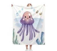 Nuphtun Throw Blankets Single Size Purple Jellyfish, Microfibre Flannel Blanket 50x60 Inches | Ideal Single Bed Blankets, All-Season Warmth, Skin-Friendly for Restful Sleep, AQ1024