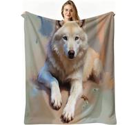Nuphtun Throw Blankets Single Size White Wolf, Microfibre Flannel Blanket 50x60 Inches | Ideal Single Bed Blankets, All-Season Warmth, Skin-Friendly for Restful Sleep, AW4732