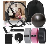 Nuplot Pilates Essential Kit for Women - Best Yoga Pilates Kit for Home Workouts with Ring and Ball, 8 Shape Resistance Bands Yoga Bands for Stretching (Black)
