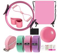 Nuplot Pilates Essentials Kit for Women - Better Yoga Pilates Kit for Home Workouts with Pilates Ring and Ball Set, Booty Bands, Figure 8 Resistance Band, Yoga Band for Stretching (Pink)