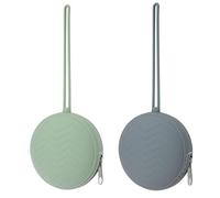Nupoopy 2-Pack Silicone Pacifier Holder Case - BPA-Free Pacifier Holder Pouch for Baby Boys & Girls- Portable & Dishwasher Safe Soother Container for On-The-Go Use (Sage/Tradewinds)