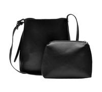 Nupouch Calla Milan Large Crossbody Bag, Women’s Vegan Leather Purse, Stylish, Zipper Pouch, 2 Piece Set, Trendy Style, Black, Large Crossbody