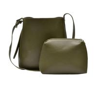 Nupouch Calla Milan Large Crossbody Bag, Women’s Vegan Leather Purse, Stylish, Zipper Pouch, 2 Piece Set, Trendy Style, Olive, Large Crossbody