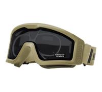 Nuprol Battle Visor RX Airsoft Tactical Full-Seal Eye Protection - EN166 Goggles with Prescription Insert - Tan Frame, Smoked Lens