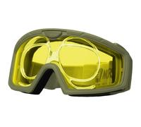 Nuprol Battle Visor RX Airsoft Tactical Full-Seal Eye Protection - EN166 Goggles with Prescription Insert - Green Frame, Yellow Lens