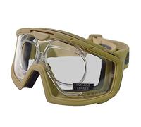 Nuprol Battle Visor RX Airsoft Tactical Full-Seal Eye Protection - EN166 Goggles with Prescription Insert - Tan Frame, Clear Lens