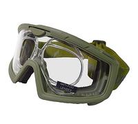 Nuprol Battle Visor RX Airsoft Tactical Full-Seal Eye Protection - EN166 Goggles with Prescription Insert - Green Frame, Clear Lens