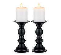 NUPTIO 2 Pcs Candle Holders for Pillar Candles, Black Candle Holder for 50mm Candles Christmas Halloween Mantlepiece Decorations, Ideal for Weddings Special Events Party Living Room