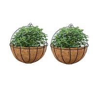 NUPTIO 2 Pcs Fence Hanging Planters Metal Wall Planter Hanging Plant Basket Metal Hanging Planter with Coconut Liners for Planters, Wire Large Hanging Planters for Outdoor Plants for Garden