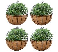 NUPTIO 4 Pcs Hanging Wall Planter Wall Mounted Planters, Wall Hanging Baskets Half Moon Basket Outdoor Hanging Flower Pot with Coco Liners for Planters, Hanging Baskets for Plants Outdoor