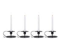 NUPTIO 4 Pcs Retro Iron Simple Black Candelabrum Chamberstick Candlestick Holders Taper Candle Holder Candlelight Stand for Halloween Christmas Dining Room Decoration Display