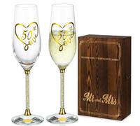 NUPTIO 50th Anniversary Champagne Flutes: Gold Wedding Gift with Box, 2 Pcs