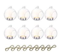 Nuptio 8cm Dia 8 Pcs Hanging Glass Globe Tea Light Candle Holders Home Wedding Party Halloween Centerpieces Decor Indoor & Outdoor Tealight Candleholders, Christmas Candle Holder Decorations
