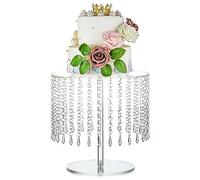 NUPTIO Acrylic Cake Stand Round: Cupcake Stands 31cm Diameter Clear Afternoon Tea Dessert Display Cup Cakes Serving Plate with Crystal Chandelier for Wedding Birthday Party Baby Shower Decorations