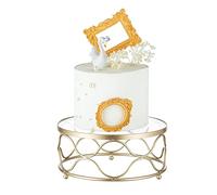 NUPTIO Acrylic Stand Round Gold: Metal Cake Stands for Afternoon Tea 22cm Diameter Geometric Dessert Cupcake Display Tray for Wedding Birthday Party Baby Shower Christmas Decorations