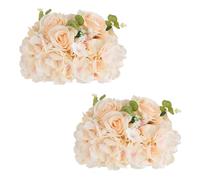 NUPTIO Artificial Flower Centrepieces for Tables: 2 Pcs 30cm Diameter Champagne Fake Flowers Roses Balls Silk Faux Rose Arrangement for Wedding Party Centerpiece Table Decorations