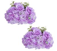NUPTIO Artificial Flower Centrepieces for Tables: 2 Pcs 30cm Diameter Light Purple Fake Flowers Roses Balls Silk Faux Rose Arrangement for Wedding Party Centerpiece Table Decorations