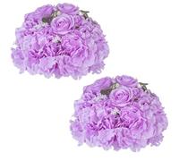 NUPTIO Artificial Flower Centrepieces for Tables: 2 Pcs 30cm Diameter Light Purple Fake Flowers Roses Balls Silk Faux Rose Arrangement for Wedding Party Centerpiece Table Decorations