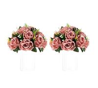 NUPTIO Artificial Flower Centrepieces for Tables - 2 Pcs Dusty Rose Fake Flowers Roses Balls 24cm Diameter - Silk Faux Rose Arrangement for Wedding Party Centerpiece Table Decorations