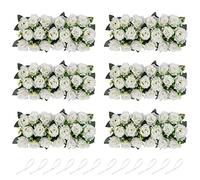 NUPTIO Artificial Flower Centrepieces for Tables - 6 Pcs White Flowers 50cm Long Fake Silk Floral Roses Arrangements for Wedding Party Table Runner Dining Living Room Mantle Centerpiece Decorations