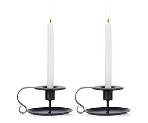 NUPTIO Black Candlestick Holder Vintage: Candle Holders Set of 2 Design Great Decoration for Home Housewarming Holiday Year Round Use Ivory Matte Finish Iron