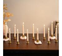 NUPTIO Brass Candlestick Holder Metal: 12 Pcs Bulk Taper Candlesticks Holders for Tapered Candles Gold Small Candle Stick Holder Centrepieces Candleholders for Wedding Thanksgiving Decor