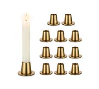 NUPTIO Brass Candlestick Holder Metal: 12 Pcs Bulk Taper Candlesticks Holders for Tapered Candles Gold Small Candle Stick Holder Centrepieces Candleholders for Wedding Thanksgiving Decor