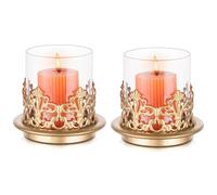 NUPTIO Candle Holders for Pillar Candles Shabby Chic Gold Glass 2