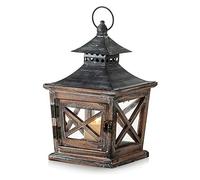 NUPTIO Candle Lantern Wooden Decorative: 27cm Farmhouse Style