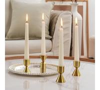 NUPTIO Candle Stick Candle Holder: 4 Pcs Gold Candlestick Holders for Taper Candles Aluminium Tapered Holder Candlesticks Dinner Centrepieces Table Decoration Wedding Party Fireplace Christmas