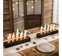 NUPTIO Candlestick Holder for Table Centrepieces: 42cm Set of 2 Wooden Candelabras - Rustic Taper Candle Holder for Wedding Party Christmas Thanksgiving Easter Decoration