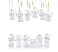 NUPTIO Easter Decorations Mini Clear Glass Hanging Angels Christmas Tree Ornaments, Christmas Season Holiday Decorations Hanging Ornaments Glass Art Prayer Guardian for Children Teens Loved Ones