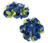 NUPTIO Flower Balls for Centrepieces Wedding: 2 Pcs 24cm Diameter Royal Blue Artificial Flowers Ball Arrangement Bouquet Centerpiece for Tables - Vinatge Fake Peony Flowers for Birthday Party