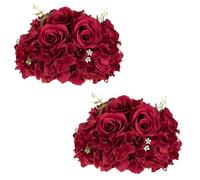 NUPTIO Flower Balls for Wedding Centrepieces - 2 Pcs 30cm Diameter Artificial Flower Ball Arrangement Bouquet Party Centerpieces for Tables Burgundy Fake Rose Flowers for Weddings Decor
