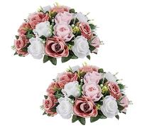 NUPTIO Flower Balls for Wedding Centrepieces - 2 Pcs 35cm Diameter Artificial Flower Ball Arrangement Bouquet Party Centerpieces for Tables Dusty Rose Fake Rose Flowers for Weddings Decor