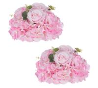 NUPTIO Flower Wedding Centrepieces for Tables: 2 Pcs 30cm Diameter Pink Artificial Flowers Rose Ball for Centerpieces Table Fake Rose Arrangements for Weddings Birthday Party Decorations