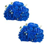 NUPTIO Flower Wedding Centrepieces for Tables - 2 Pcs 30cm Diameter Royal Blue Artificial Flowers Rose Ball for Centerpieces Table Fake Rose Arrangements for Weddings Birthday Party Decorations