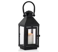 Nuptio Garden Lanterns for Candles, 20cm/7.87in Tall Vintage Style Pillar Candle Holder, Metal Halloween Candle Holders, Hanging Decorative Candle Lanterns for Wedding Christmas Parties Indoor Outdoor