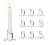 NUPTIO Glass Candlestick Candle Holders:10pcs Clear Candle Stick Holder Set