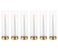NUPTIO Glass Hurricane Candle Holder: 6 Pieces 30cm Tall Candlestick Gold Candle Holders Metal Taper Candle Stick Bottomless Cylinder Candleholder Wedding Party Table Centrepiece Dining Room Decor