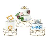 NUPTIO Gold Cake Stand Set: 3 Pcs Round Acrylic Stands Wedding Metal Dessert Display Afternoon Tea Cup Cakes Tray for Weddings Birthday Party Baby Shower Christmas Dinner Table Decorations