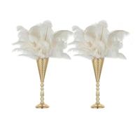 NUPTIO Gold Flower Vase Centrepiece: 42.9cm Tall Metal Stand for Wedding | 2 Pcs, Hammered Trumpet Vases, Flower Support for Christmas, Party, Birthday, Anniversary Table Decoration