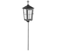 NUPTIO Grave Lantern Cemetery Weatherproof 69 cm High Outdoor Grave Lanterns with Ground Spike Black Lamp Metal for Grave Light Wind Light Candle Holder Garden
