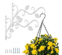 NUPTIO Hanging Basket Bracket Outdoor: 29.5cm White Metal Wall Hooks, 2 Pcs
